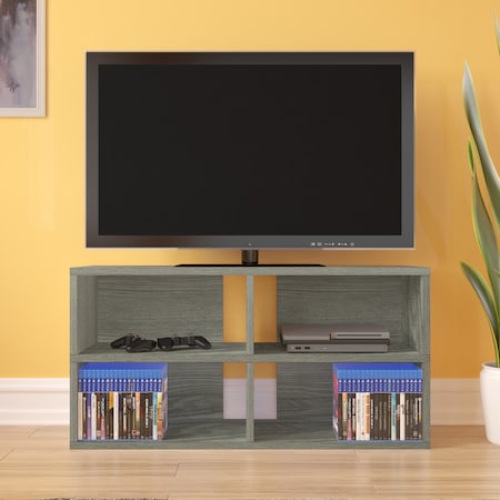 Way Basics Media Cabinet Storage TV Stand Entertainment Center - Holds 31 PS5 Games DVD BluRay or 42 CD (Tool-Free Assembly and Uniquely Crafted from Sustainable Non Toxic zBoard Paperboard), Grey